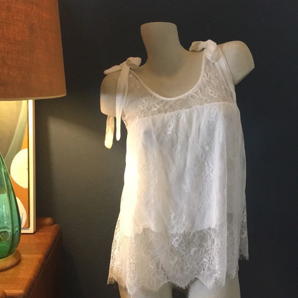 NWT Lace Bow Tank White - Picture 4 of 6
